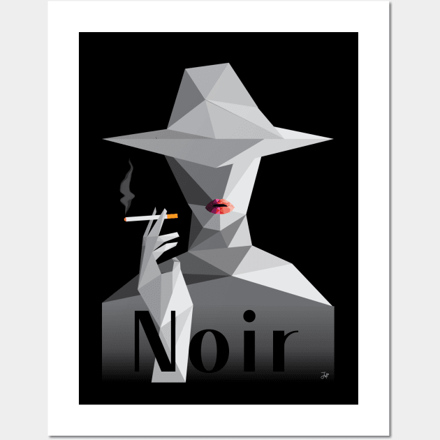 Noir french woman smoking art Wall Art by JDP Designs